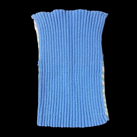 Vintage Sweater Vest Handmade Reversible Crocheted Pastel Stripes Blue Ribbed - Picture 3 of 7